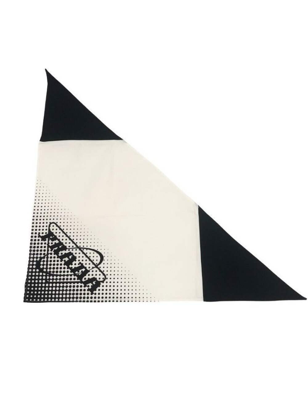 Prada Cotton Scarf Carre Triangle Dot Pattern Black White Monotone